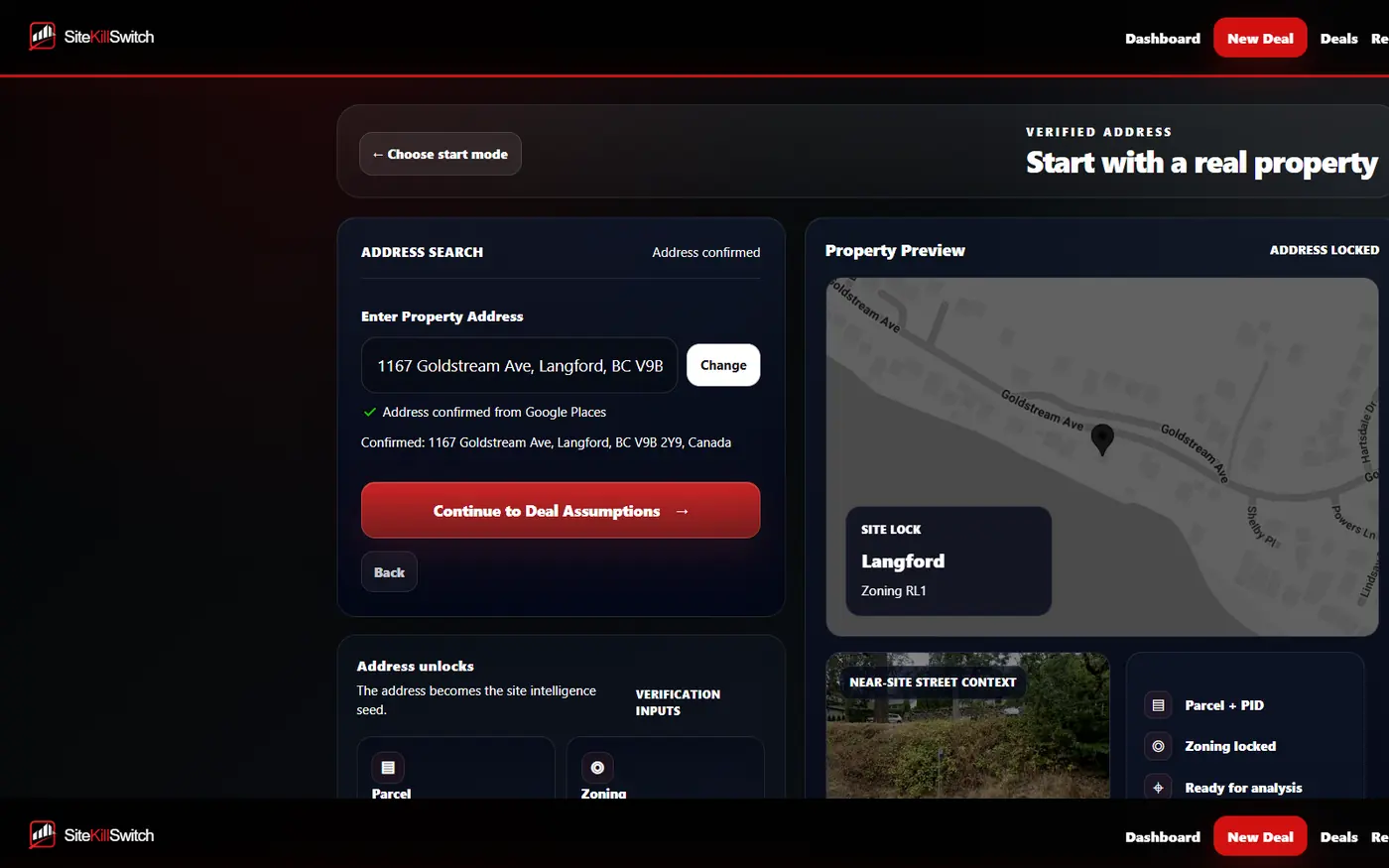 Verified property screen in SiteKillSwitch